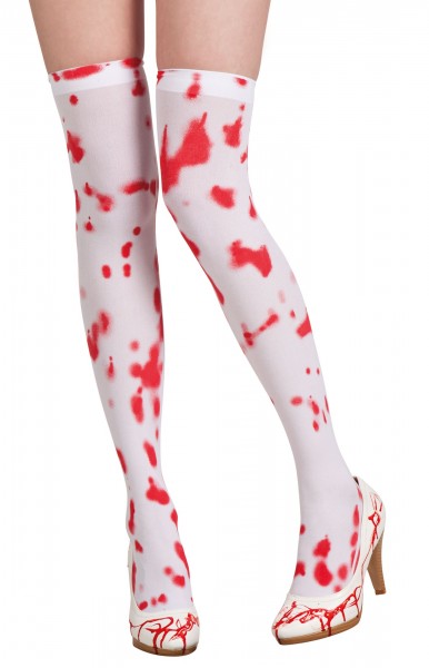 Blutige Weiße Overknees Halterlos