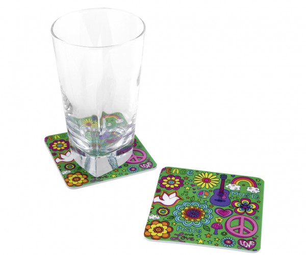 8 Glas Untersetzer Flower Power 8,5 x 8,5