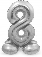 Zahl 8 Ballon silber 72cm