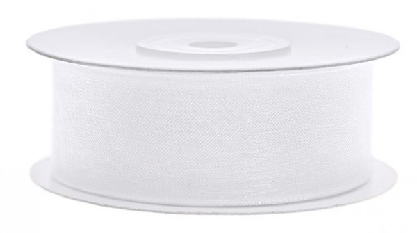 25m Chiffon Band weiß 25mm breit