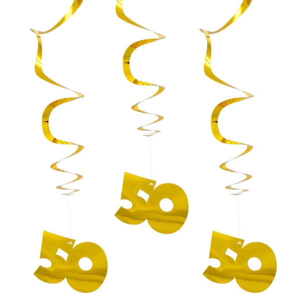 3 Spiral Hänger goldene 50