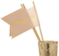 Vorschau: 10 Rosa-Gold Hooray Fahnen 30cm