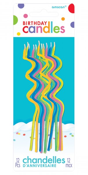 12 bunte Wendelkerzen 12,7cm 2