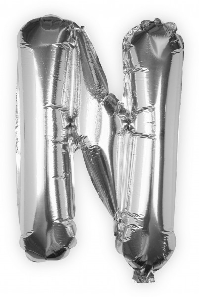 Silberner N Buchstaben Folienballon 40cm