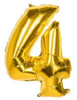 Goldener Zahl 4 Folienballon 86cm