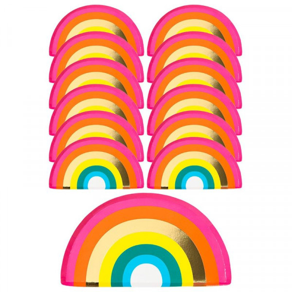 12 Regenbogen Pappteller 23,5cm