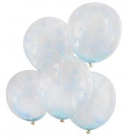 5 Blaue Partymix Konfettiballons 30cm