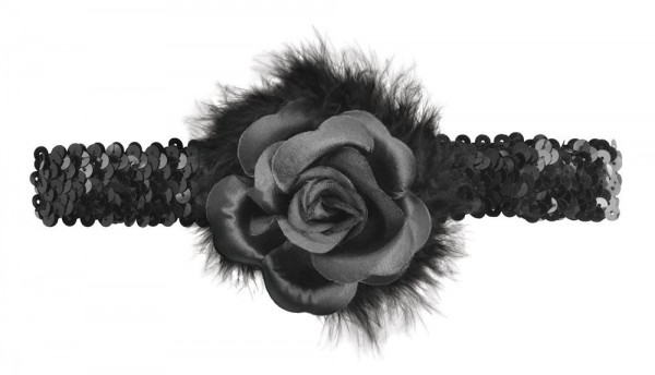 Schwarzes Umbrana Pailletten Stirnband Mit Blüte