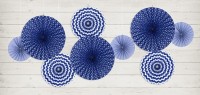 Vorschau: 3 Muster Mix Papierrosetten royalblau