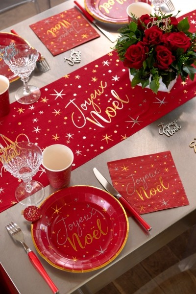 20 Rote Joyeux Noël Sternchen Servietten 33cm 3