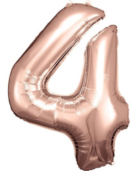 Roségoldener Zahl 4 Folienballon 86cm