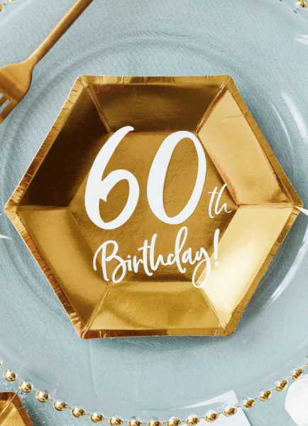 6 Glossy 60th Birthday Teller 20x17cm 2