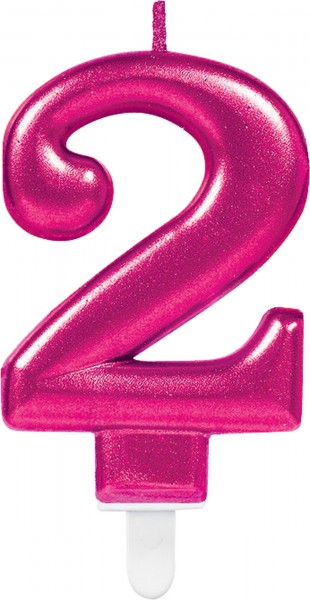 Zahlenkerze 2 Sparkling Pink