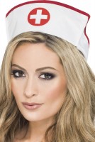 Krankenschwester Haube Weiß-Rot