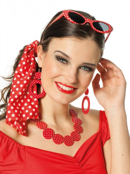 50er Jahre Accessoires Set 4-Teilig Rot