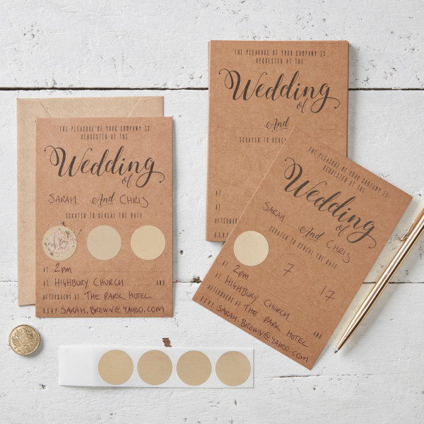10 Vintage Scratch Hochzeitseinladungskarten