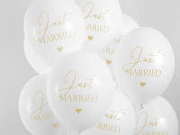 6 weiße Just Married Luftballons 30cm