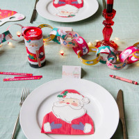 Vorschau: 16 Santa Servietten mit Tischkarten