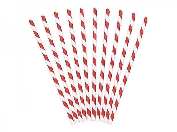 10 Strohhalme Rot-Weiß 2