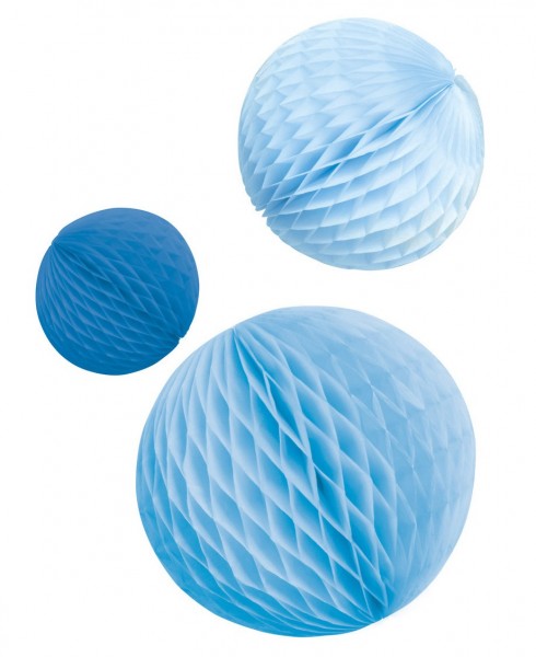 3 Shiny Blue Wabenbälle
