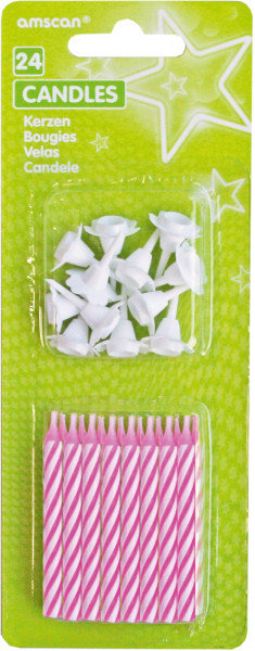 24 Pinke Tortenkerzen Splendid Birthday