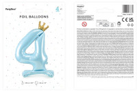 Vorschau: Babyblue Zahl 4 stehender Folienballon