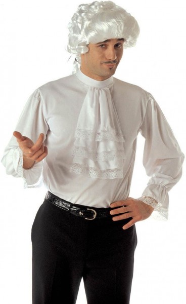 Rüschenhemd Jabot Weiß