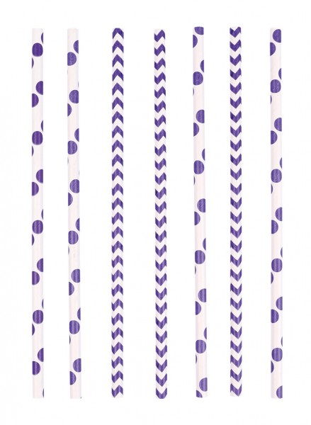 24 Summerfeeling Papier Strohhalme lila 19,5cm