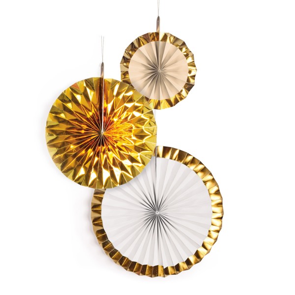 3 Shiny Gold Papierrosetten