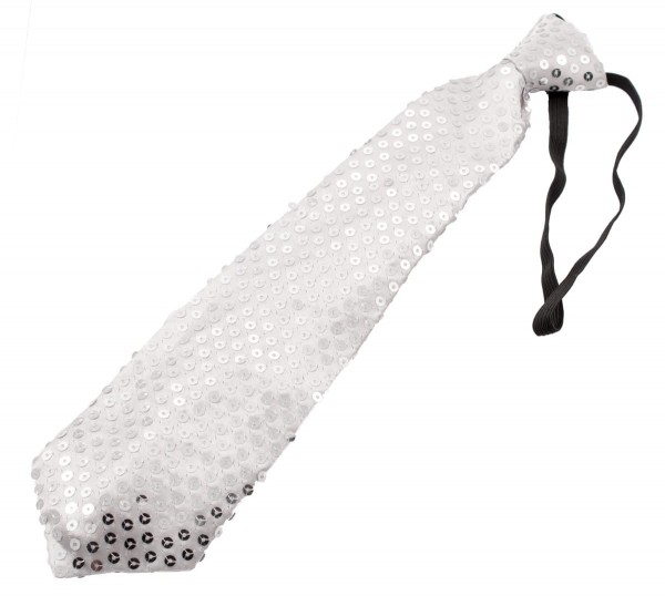 Silberne LED Pailletten Krawatte