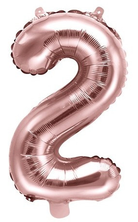 Metallic Zahlenballon 2 roségold 35cm
