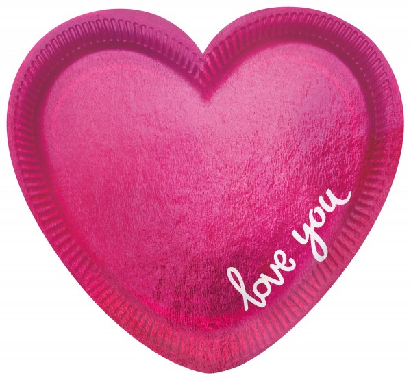 6 Little love Herz Pappteller 20cm