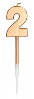 Elegant Blue Zahlenkerze 2 bronze 14cm