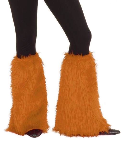 Plüschige Beinstulpen mit Schlag in Orange