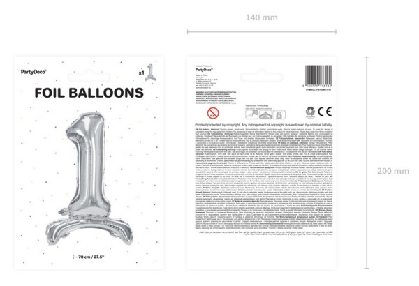 Silver 1 stehender Folienballon 70cm 3