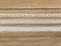 1,5m Vintage Spitzenband Marie weiß 3er Set