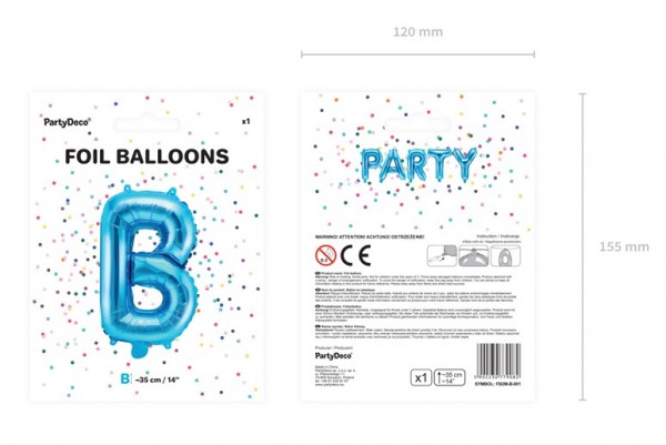 Folienballon B azurblau 35cm 3