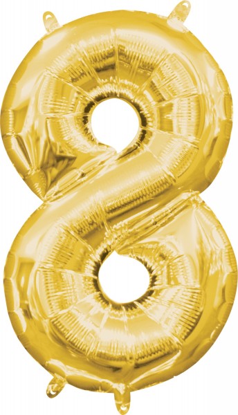 Mini Folienballon Zahl 8 gold 35cm