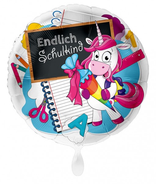 Einhorn Folienballon Endlich Schulkind 43cm