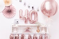 Metallic Zahlenballon 4 roségold 35cm
