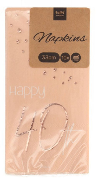 10 Rosy Blush 40th Birthday Servietten 33cm 6