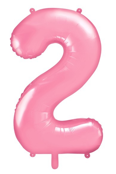 Zahl 2 Folienballon rosa 86cm