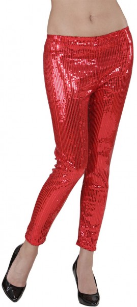 Rote Party Pailletten Leggings