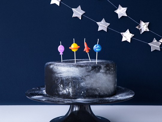 4 Weltall Party Tortenkerzen 2
