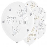 6 Konfirmations Tauben Latexballons 28cm