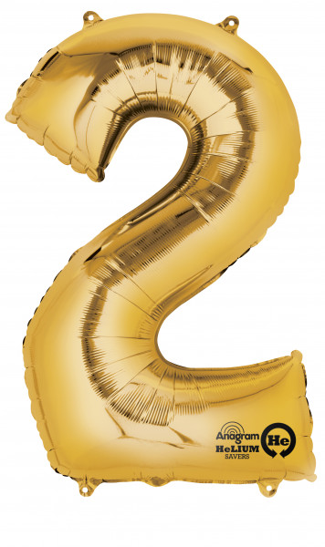 Zahlenballon 2 gold 88cm