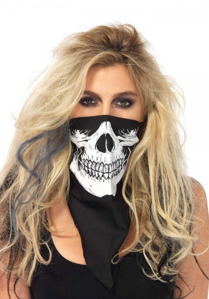 Schwarz-Weiße Totenkopf Bandana Maske 2