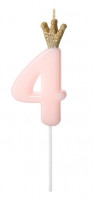 Birthday Queen Zahl 4 Tortenkerze 9,5cm