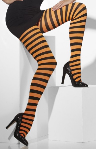 Tights Randig Svart Orange