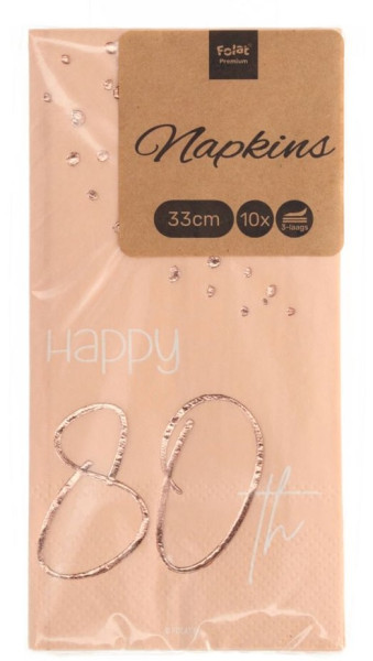 10 Rosy Blush 80th Birthday Servietten 33cm 6